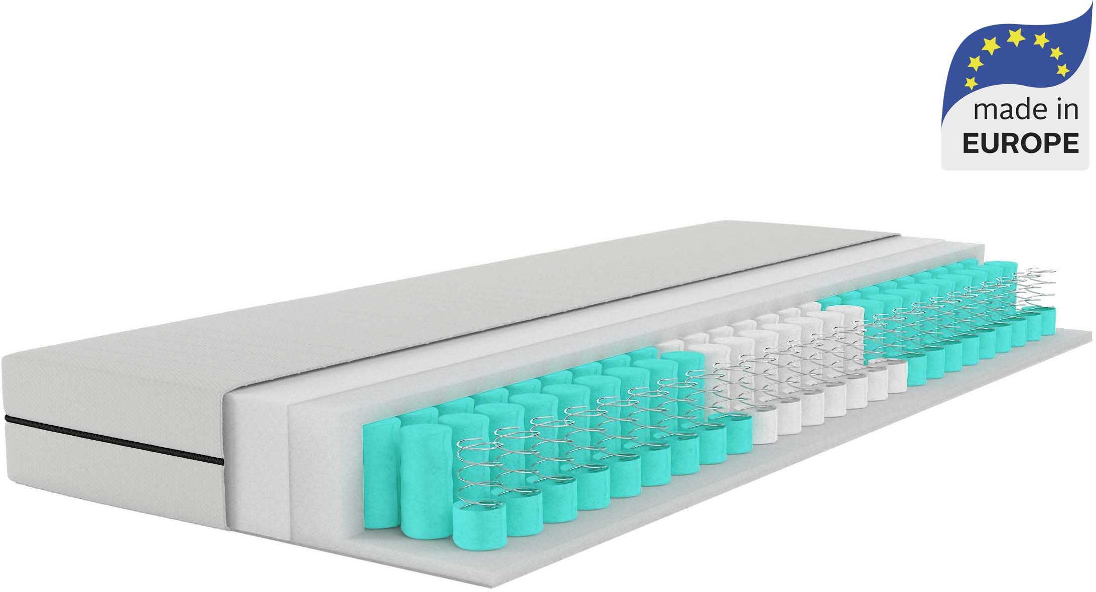 Taschenfederkernmatratze ÄLGDRÖM "NEUHEIT: Tinden 19, 7 Zonen Matratze 90x200 cm, 140x200 cm & mehr", weiß, B:180cm H:19cm L:200cm, Bezug: 100% Polyester. Steppfüllung: 100% Polyester, Matratzen, Taschenfederkernmatratze, Wendematratze H2/H3/H4,...