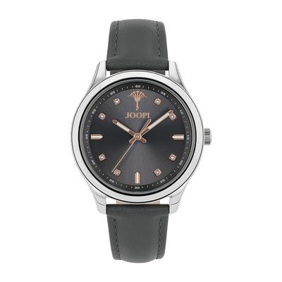 Quarzuhr JOOP, grau, Armbanduhren, Damen, Armbanduhr, Damenuhr, Lederarmband, analog, Kristallsteine Image