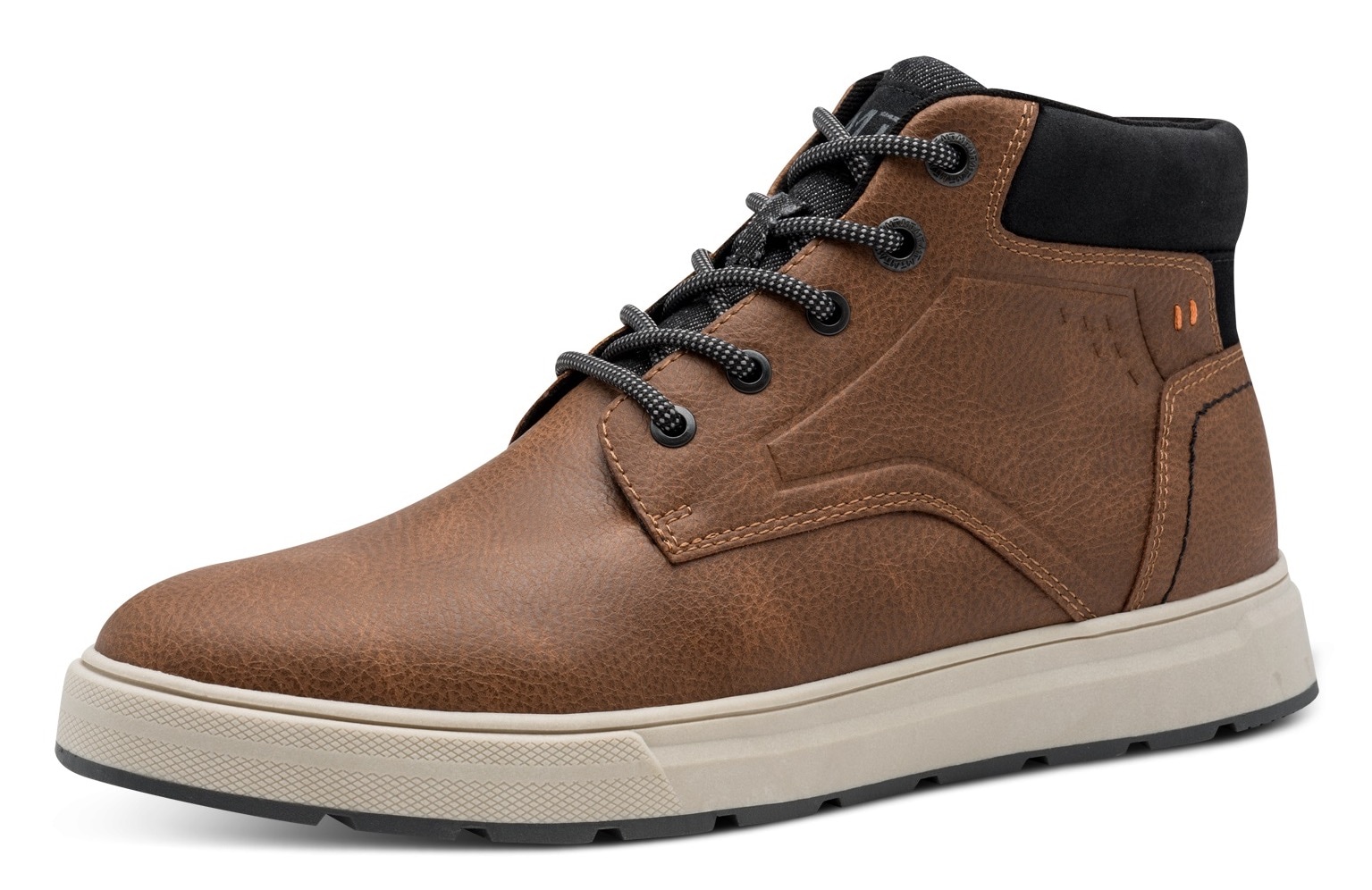 Sneaker MARCO TOZZI, Herren, Gr. 41, cognac, Lederimitat, Textil, unifarben mit Farbeinsatz, used, Schuhe, Schnürschuh, Schnürboots mit weich abgepolstertem Schaftrand