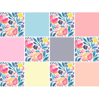 Fliesenaufkleber QUEENCE "Blumen", bunt (rot, rosa, blau, lila, gelb), B:15cm H:15cm T:0,1cm, Fliesenaufkleber, Stickerfliesen, selbstklebend, Sticker, 12er Set Image