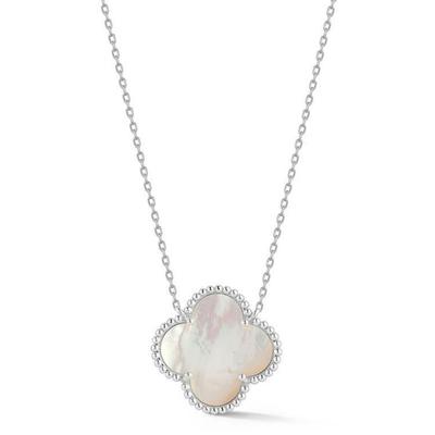 Mother-Of-Pearl Clover Necklace - White - Chloe and Madison Necklaces