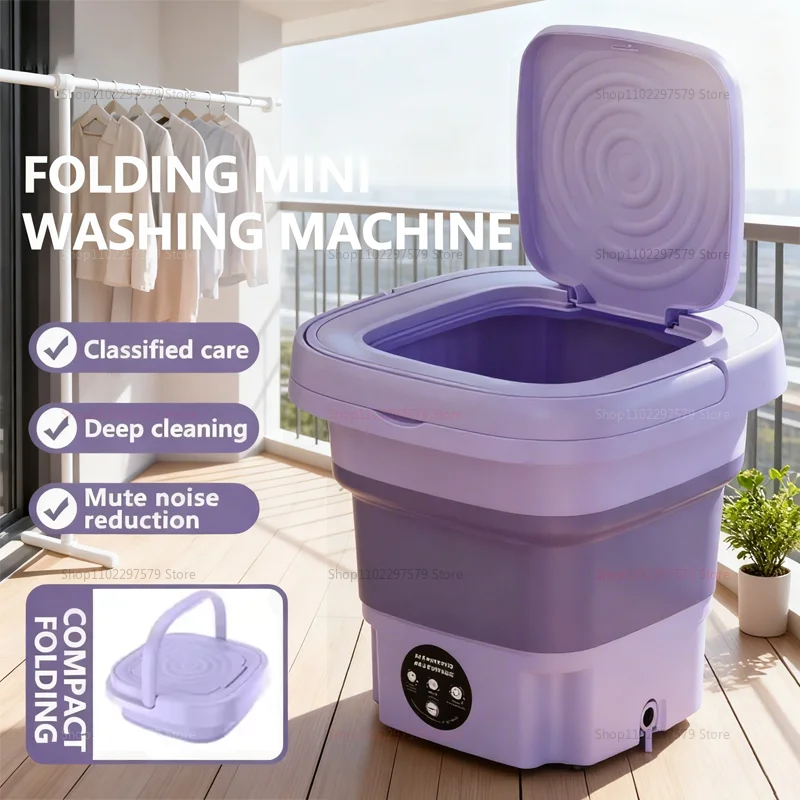 Mini Machine à laver pliable Portable 8L, avec sèche-linge, lave-linge Compact pour chaussettes, sous-vêtements, voyage, Camping, dortoir