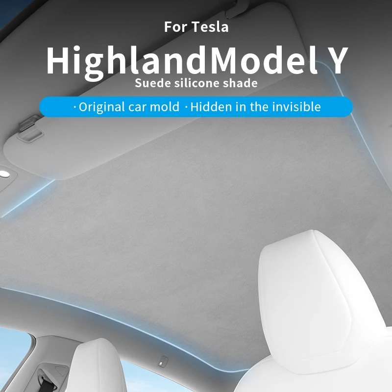 For Tesla 2021-2025Model Y Thickened silicone Suede Sunroof Sunshade Sunscreen Heat Insulation Sunshade For Car Roof