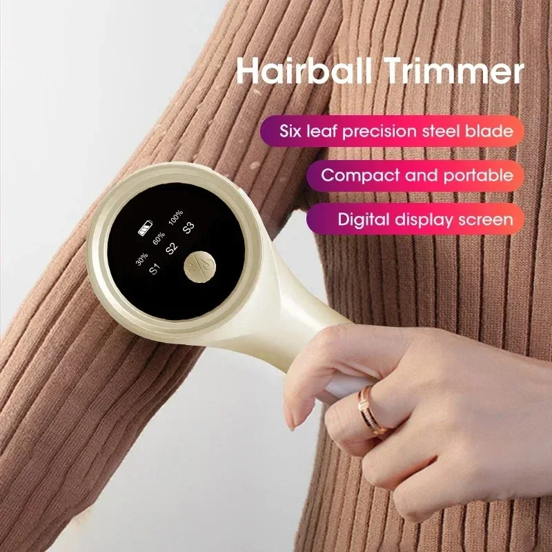 Fabric Shaver Lint Remover USB Rechargeable LED Display Portable Electric Clothing Pill Remover for Sweater Coat Jacket