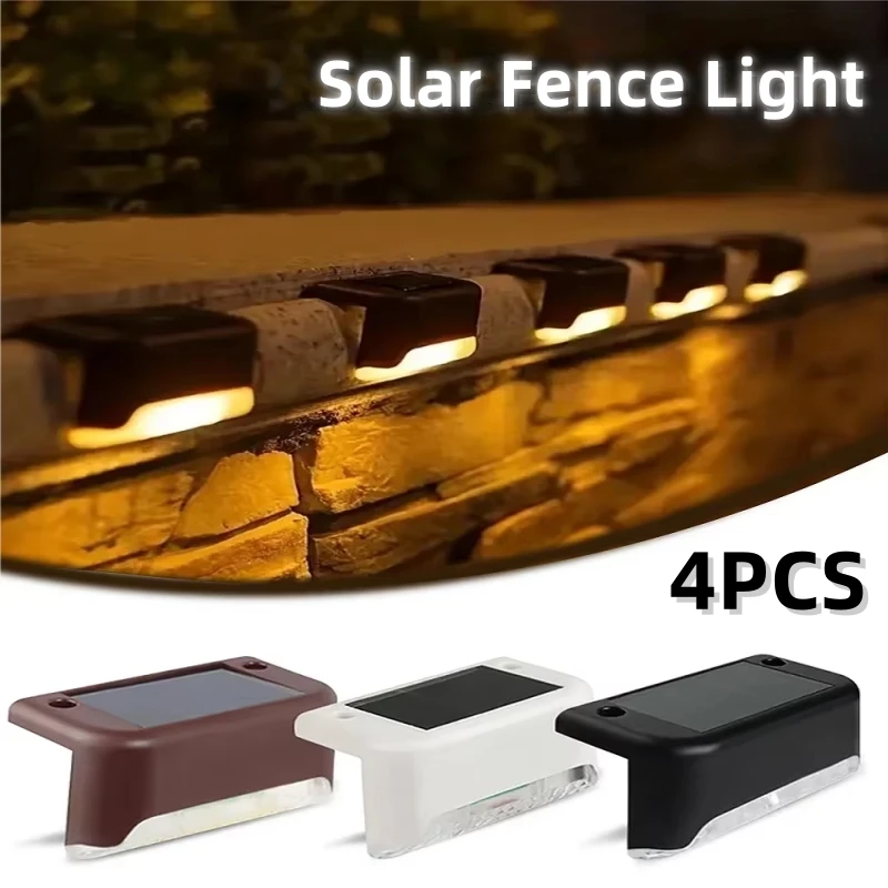 4Pcs Solar Zaun Licht Im Freien Wasserdichte LED Treppen Lichter Garten Dekorieren Lampe Für Hof Deck Terrasse Geländer Pathway beleuchtung
