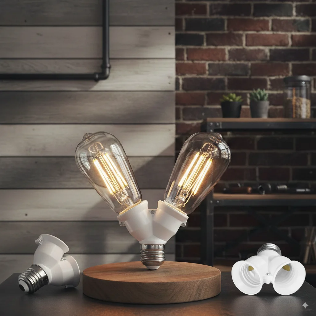 Schraube 2-e27 Lampenfassung Lampenfassung Lampenfassung Lichthalter Beleuchtungszubehör Halogen-Licht-Lampenfassung 2in1 Doppelte E27-Fassung Image