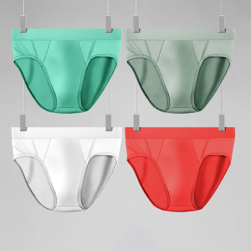 1 Stück Herren-Unterwäsche aus Eisseide. Dünn – Stil für den Sommer, mit konvexen U-Slip. einfarbige Shorts Image