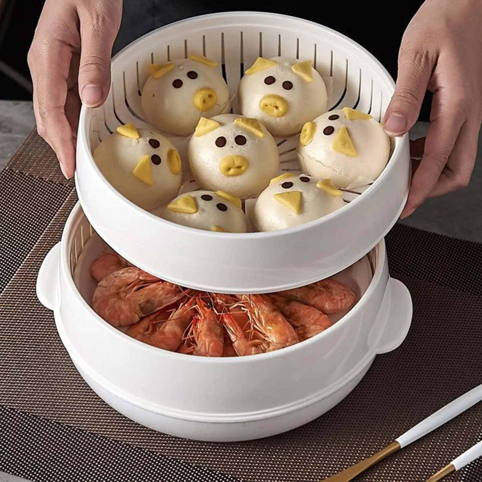 Mikrowellen-Dampfgarer, Dampfgarer, hitzebeständiger Mikrowellen-Dampfgarer für Küche, Esszimmer, Kochen, Knödel, Reis, Gemüse Image