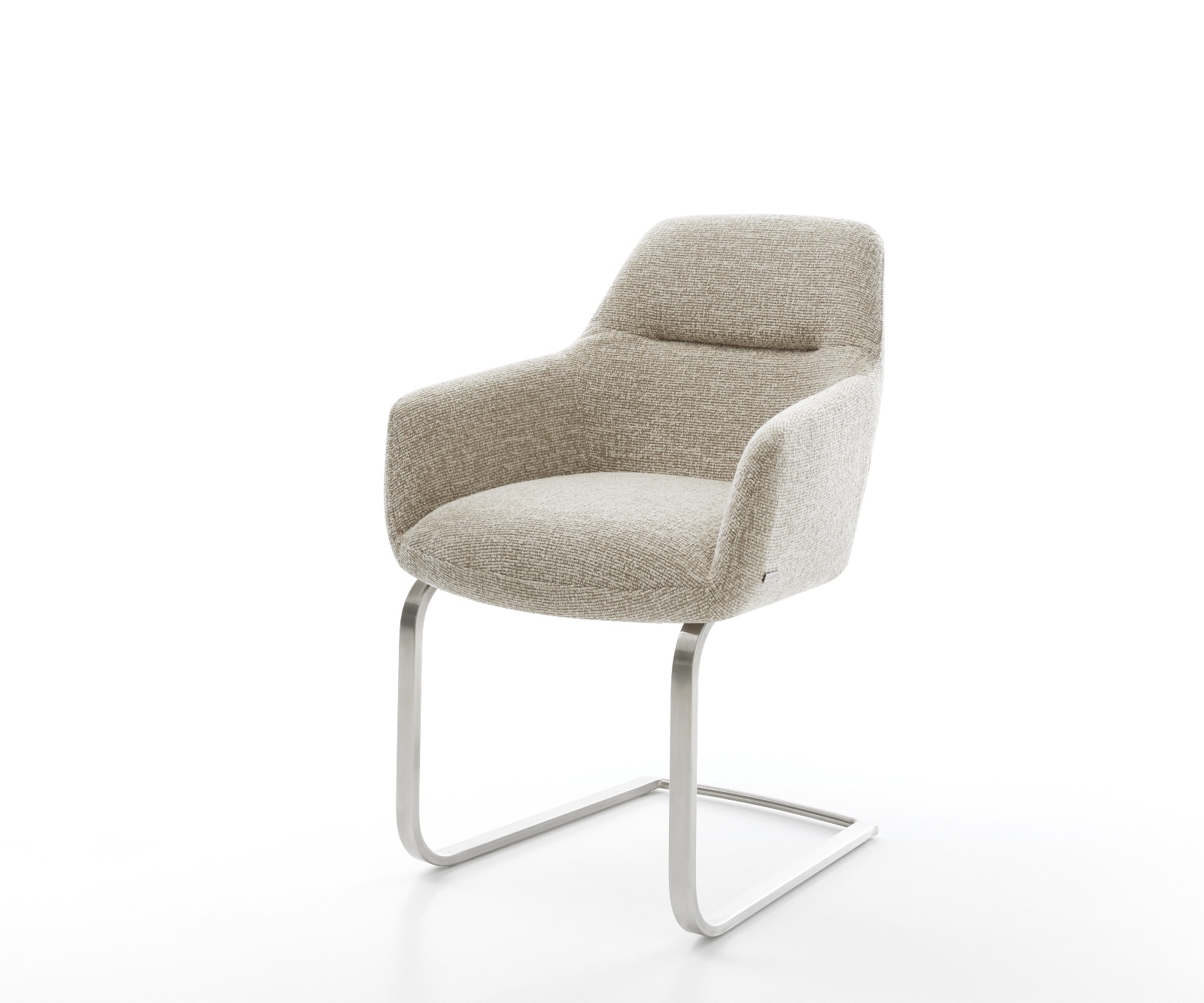 DELIFE Freischwinger Pejo-Flex Webstoff Soft Beige Freischwinger flach Edelstahl Taschenfederkern, Esszimmerstühle Image