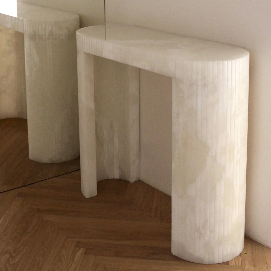 Nordic Home Decor Moderner Konsolentisch aus weißem Achat und Marmor Image
