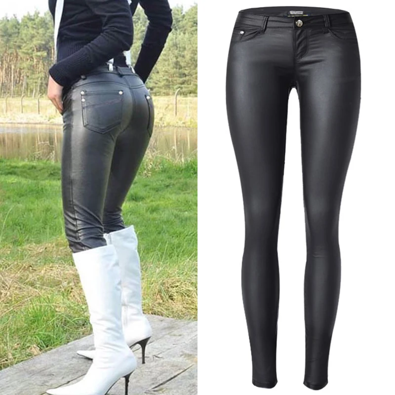 Pantaloni da donna a vita bassa in similpelle PU, stile punk gotico, skinny, a tubino, sexy, elasticizzati, push-up, leggings slim fit, streetwear 2026
