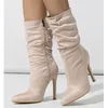 Eilyken Hohe Qualität Plissee Frauen Stiefeletten Stiletto Heels Moderne Kurze Booties Party Hochzeit Frühling Herbst Damen Schuhe