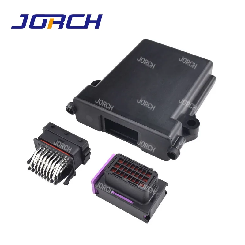 1 Kits Set 24-poliger Auto-Kunststoff-ECU-Gehäusebox mit passenden männlichen und weiblichen 24-P-FCI-Anschlüssen