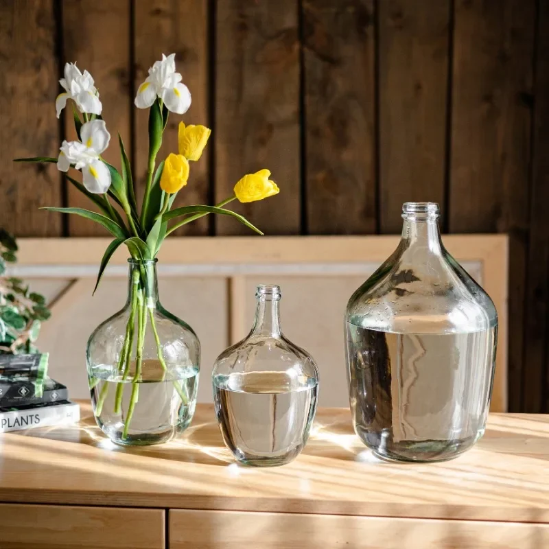 Nordic Großen Bauch Glas Vase Wohnkultur Transparente Glas Vase Ornament Wohnzimmer Dekoration Hydrokultur Großen Bauch Flasche Image
