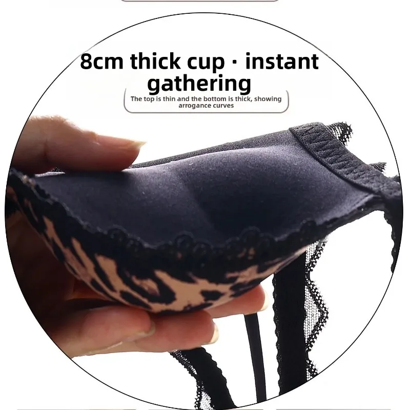 [8 cm Lift] Sexy Leoparden-Push-up-BH für kleine Brüste, nahtloser T-Shirt-BH mit Spitzen-Rückenlift und verbessert die drahtlose Unterstützung Image