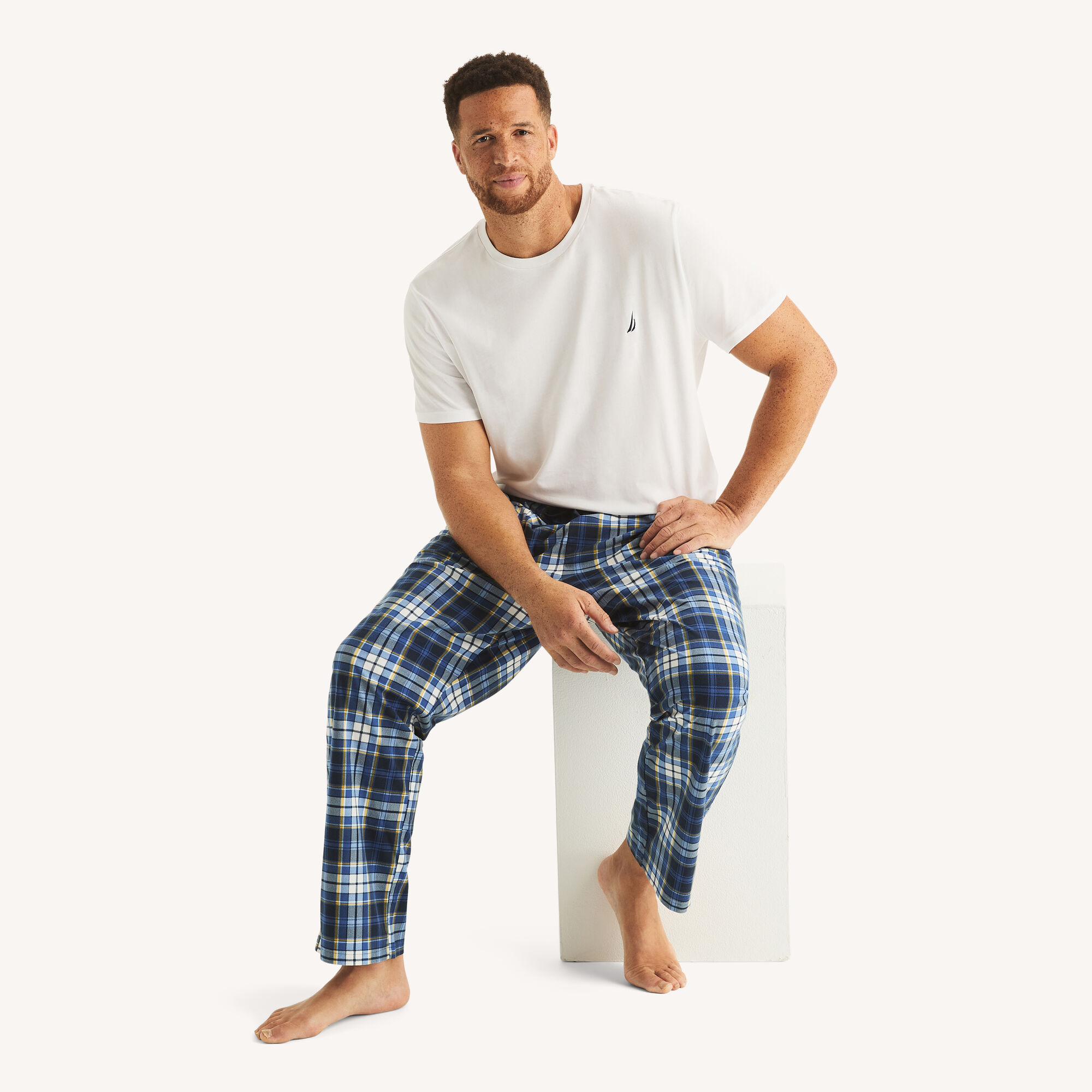 Nautica Men's Big & Tall Fleece Plaid Pajama Pant 482 (Stellar Blue Heather), 5XL
