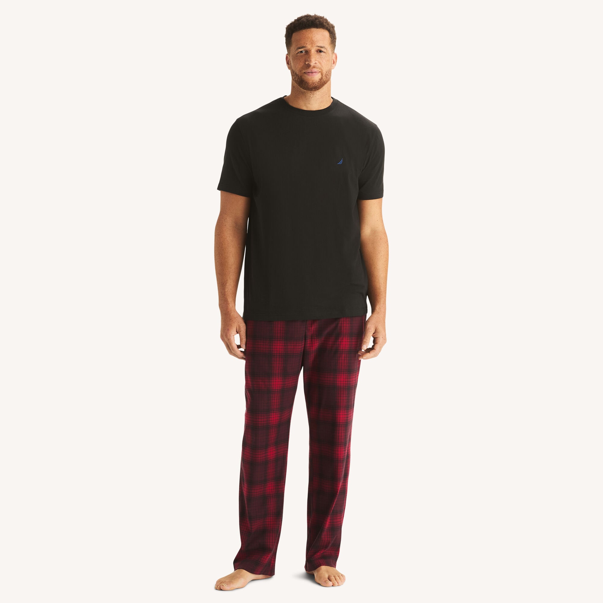 Nautica Men's Big & Tall Fleece Plaid Pajama Pant 690 (Rio Red), LT