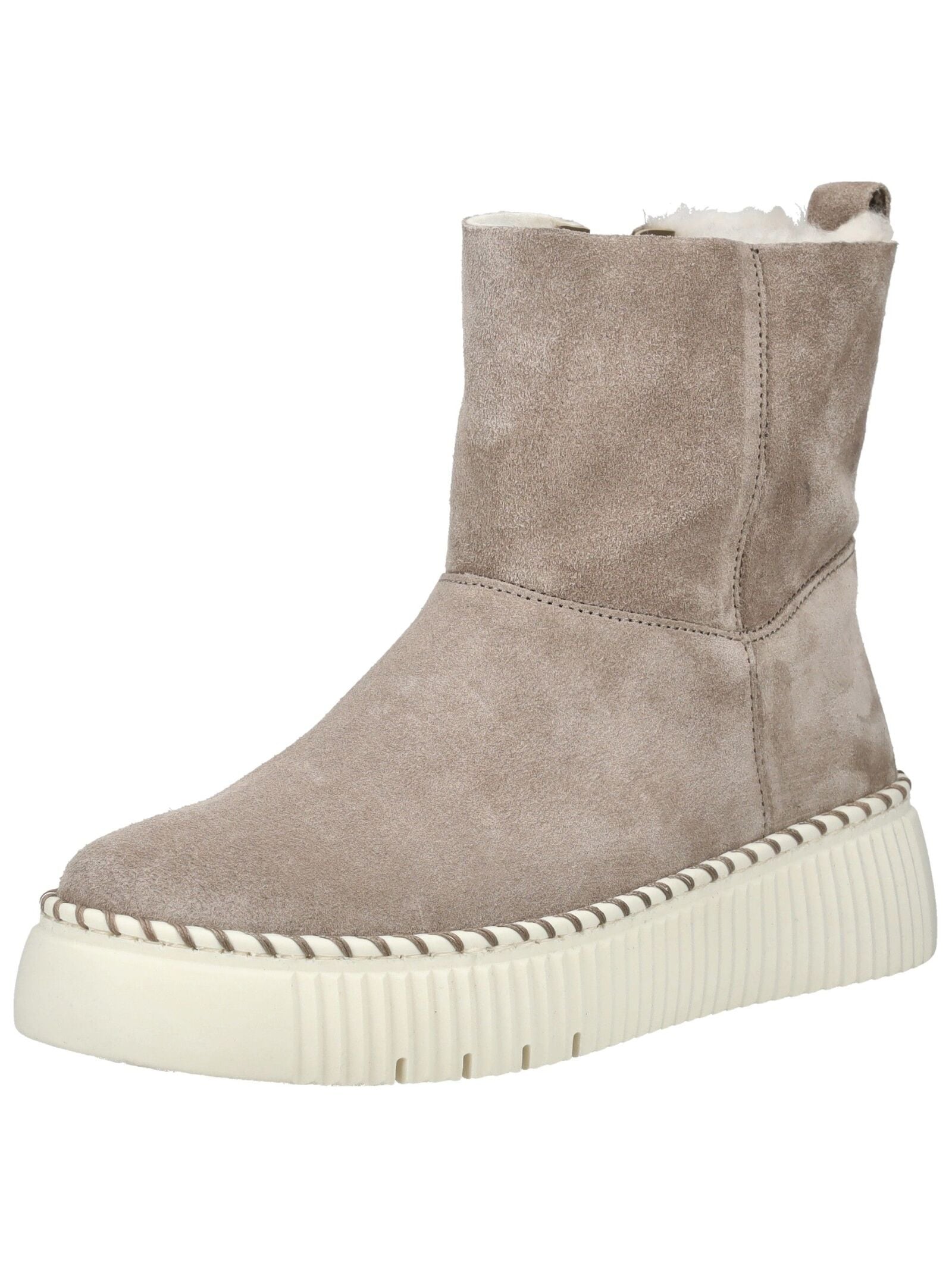 Stiefelette GABOR "Gabor Stiefelette Veloursleder", Damen, Gr. 39, beige, Veloursleder, Schuhe Stiefelette