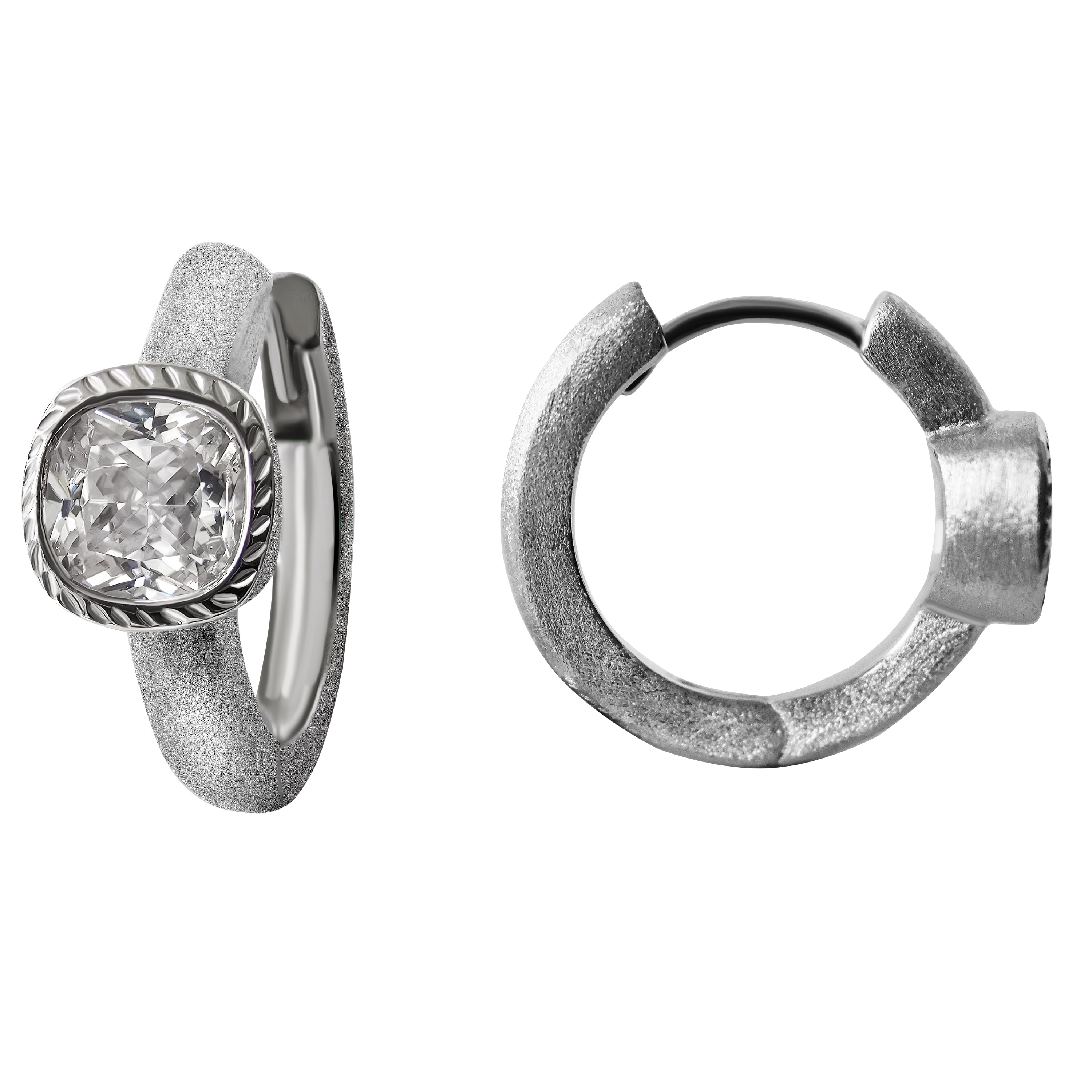 Paar Creolen FIRETTI "Schmuck Geschenk Silber 925 Ohrschmuck Ohrringe Kissen Solitär", silber (silberfarben, kristallweiß, kristallweiß), Ohrringe, Damen, Silber 925 (Sterlingsilber), mit Zirkonia (synth.) Image