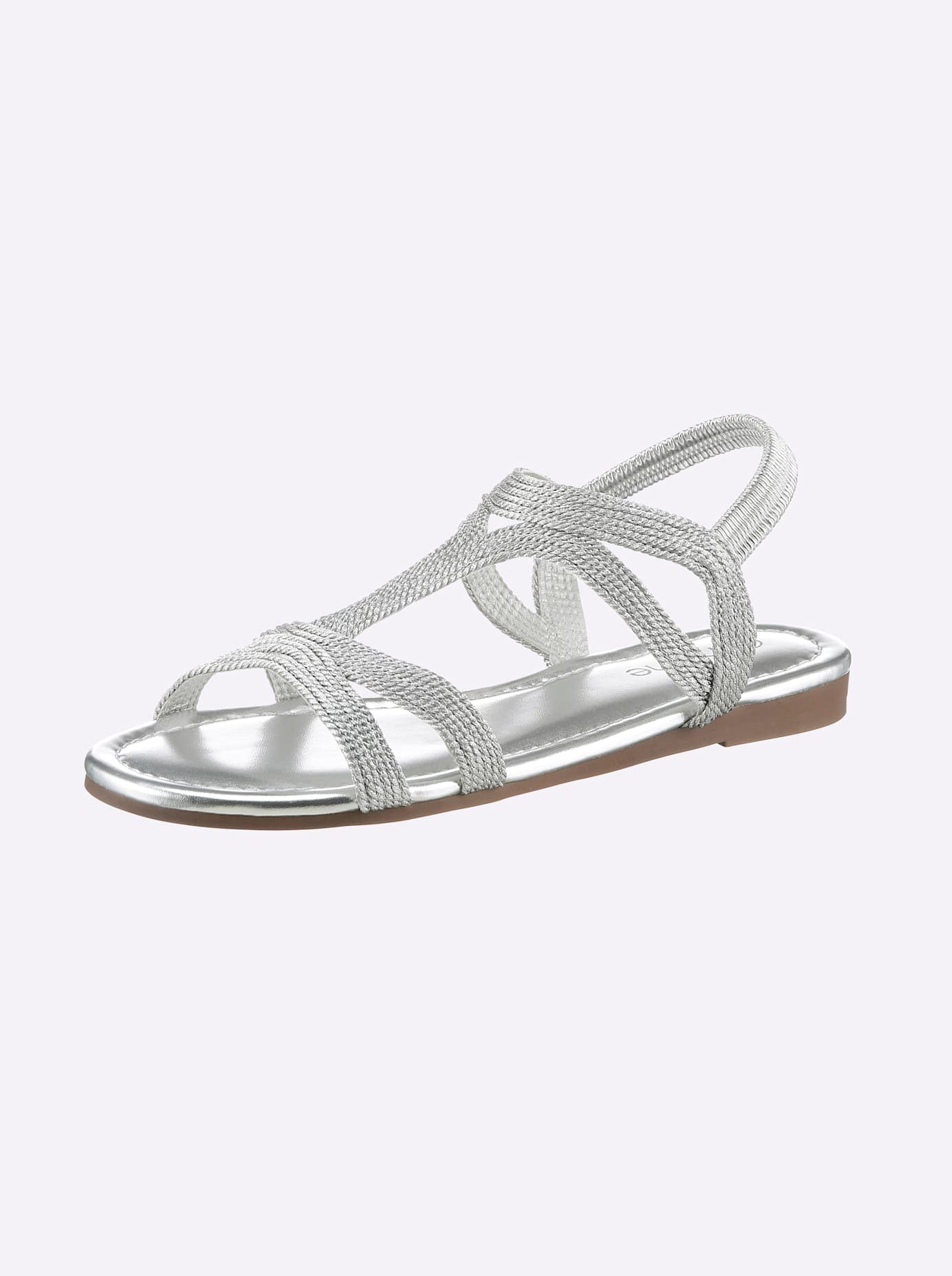 Sandale HEINE, Damen, Gr. 38, silber (silberfarben), Textil, Modisch, Schuhe