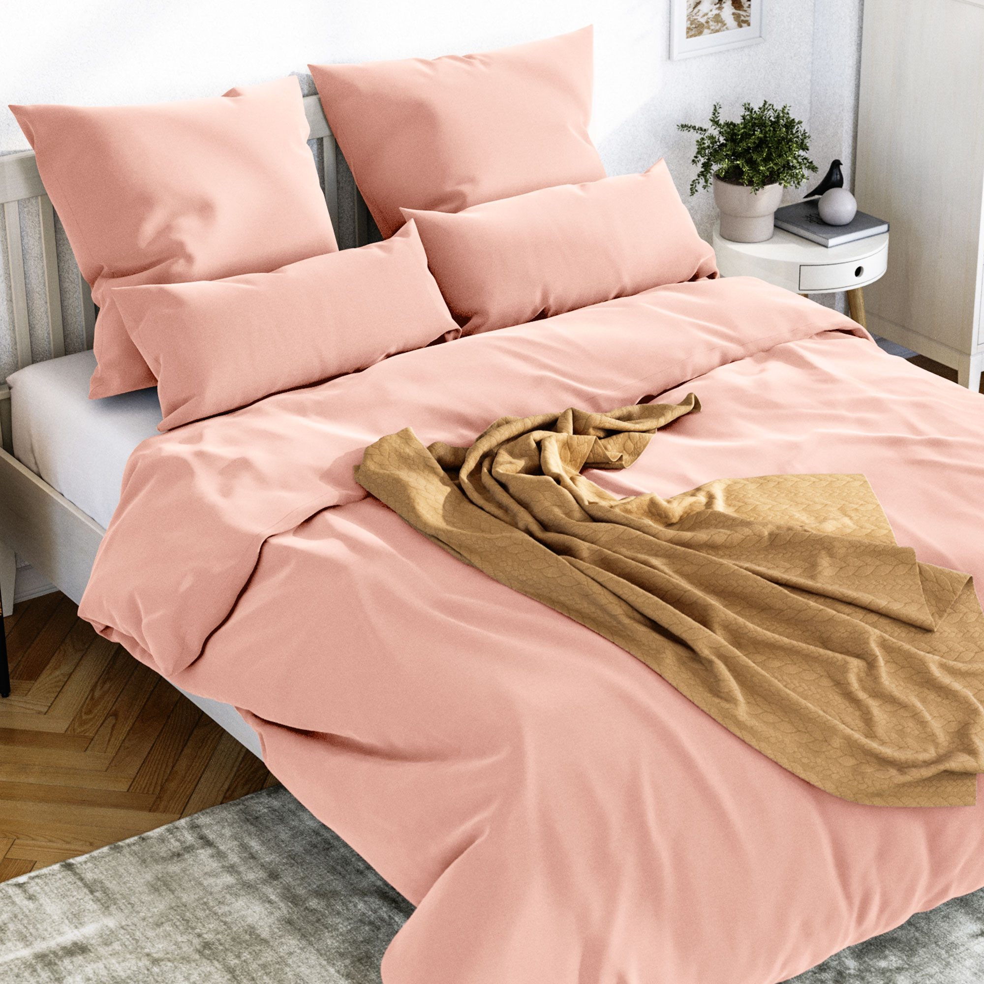 Bettwäsche WOLKENFELD "Mako-Satin Baumwollsatin Sommerbettwäsche", rosa, B/L: 155cm x 200cm, 1 Stk., 1 Stk., Mako-Satin, B/L: 80cm x 80cm, 2 Stk., Mako-Satin, Obermaterial: 100% Baumwolle, Bettwäsche, 135x200 cm, 155x220, 200x200 & Übergrößen I... Image