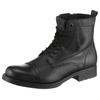 Schnürboots JACK & JONES "JFWSHAUN", Herren, Gr. 44, grau (anthrazit), Leder, elegant, Schuhe, mit Innenreißverschluss