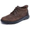 Schnürboots SKECHERS "ARCH FIT GARZA", Herren, Gr. 48,5, braun (dunkelbraun), Leder, casual, Schuhe, Freizeitschuh, Trekkingschuh mit Slip-ins