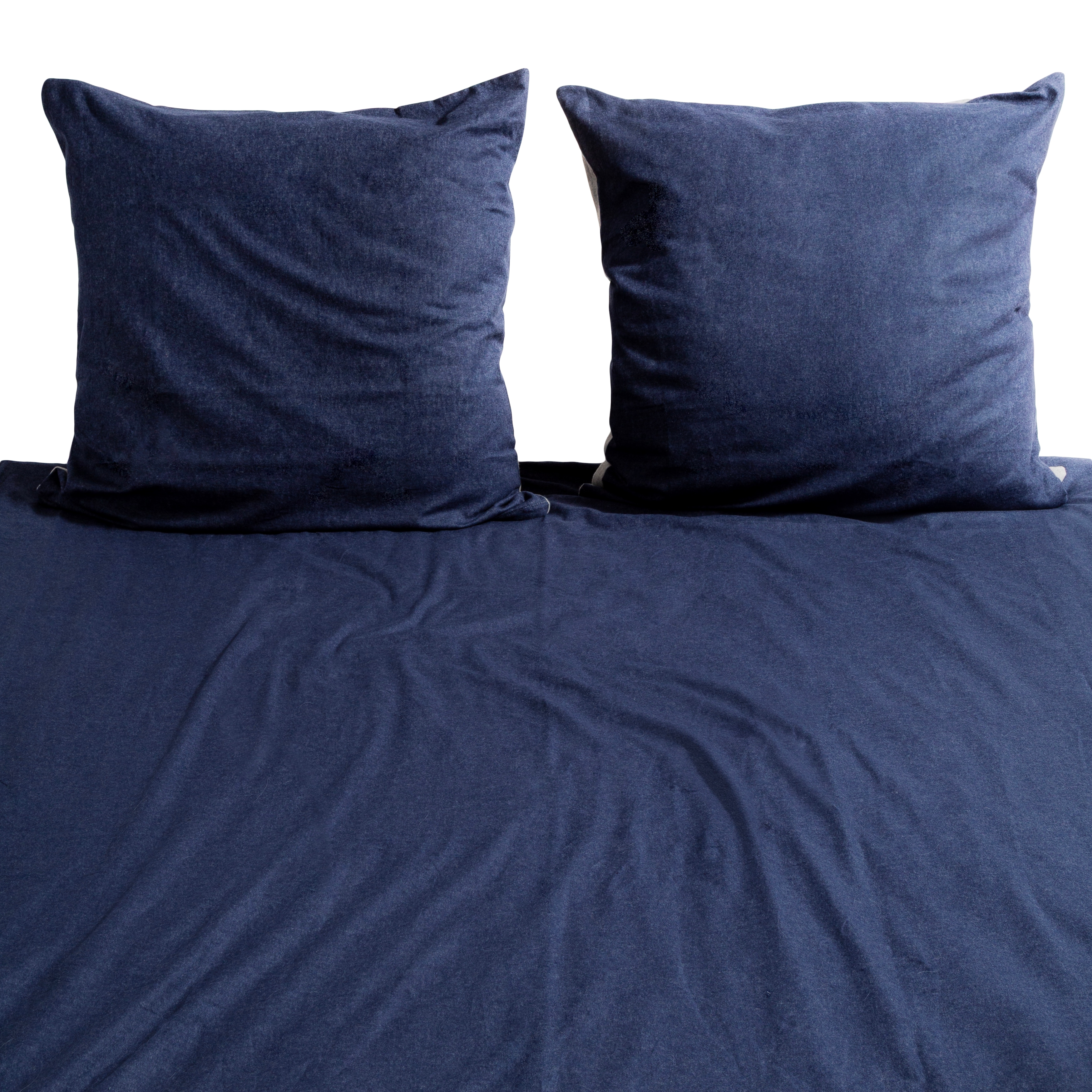 Bettwäsche WOLKENFELD "Wolkenfeld Flanell Winterbettwäsche 135x200cm, 155x220cm & Übergrößen", hellgrau, marine blau, B/L: 135cm x 200cm, 1 Stk., 1 Stk., Flanell, B/L: 80cm x 80cm, 2 Stk., Flanell, Obermaterial: 100% Baumwolle, Bettwäsche,... Image