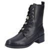 Winterstiefelette RIEKER, Damen, Gr. 43, schwarz, Lederimitat, unifarben, elegant, Schuhe, Schnürstiefelette, Boots, Blockabsatz, mit Schmuckelementen