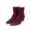 Schlupfboots HENRY STEVENS "Madison ZB40", Damen, Gr. 39, rot (bordeaux), Ziegenvelours und Kalbsleder, klassisch, Schuhe, Damen Stiefelette mit Absatz handgefertigt, Lederschuh