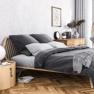 Bettwäsche WOLKENFELD "Wolkenfeld Sommer Bettwäsche Mako-Satin Baumwolle", grau (anthrazit), B/L: 200cm x 220cm, 2 St., Mako-Satin, B/L: 80cm x 80cm & 80cm x 80cm, Mako-Satin, Obermaterial: 100% Baumwolle, Bettwäsche, 135x200 cm, 155x220 &... Image