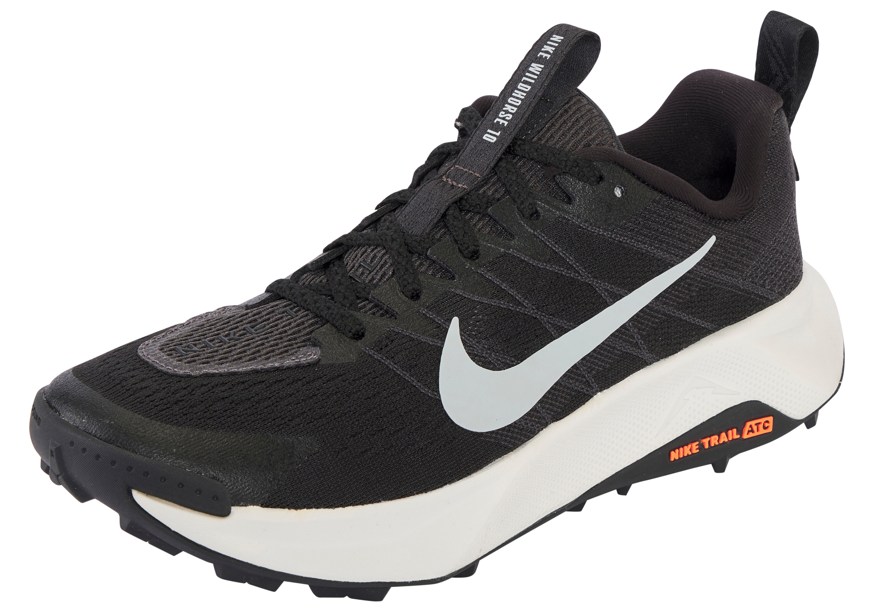 Laufschuh NIKE "W REACTX WILDHORSE 10", Damen, Gr. 43, schwarz, wolf grau, anthrazit, platinum tint, Synthetik, Textil, Schuhe Laufschuh