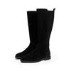 Stiefel TOMMY HILFIGER "FLAG SUEDE LONG BOOT", Damen, Gr. 40, schwarz, Veloursleder, klassisch, Schuhe, Langschaftstiefel, Reißverschlussstiefel mit Logoflaggen-Detail