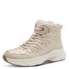 Winterboots TAMARIS, Damen, Gr. 39, gold (ivory, gold), Lederimitat, Lacksynthetik, Nylon, unifarben, kontrastfarbene Details, modisch, Schuhe, Keilabsatz, Schnürboots mit abgesteppten Wattierungen