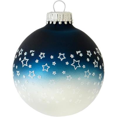 Weihnachtsbaumkugel KREBS GLAS LAUSCHA "CBK00064, Weihnachtsdeko, Christbaumschmuck, Christbaumkugeln Glas", silber (blau, silberfarben), Ø:7cm, Glas, Weihnachtsbaumkugeln, Weihnachtsbaumkugeln, aus Glas, mit Sternendekor Image
