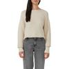 Strickpullover S.OLIVER, Damen, Gr. 40, weiß (light beige melange), Strick, Obermaterial: 60% Baumwolle, 40% Polyacryl, unifarben, casual, weit hüftbedeckend, Rundhals, Langarm Flachstrickbündchen, Pullover, mit Strick-Muster und Rundhals
