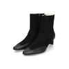 Schlupfboots HENRY STEVENS "Madison ZB40", Damen, Gr. 39, schwarz, Ziegenvelours und Kalbsleder, klassisch, Schuhe, Damen Stiefelette mit Absatz handgefertigt, Lederschuh