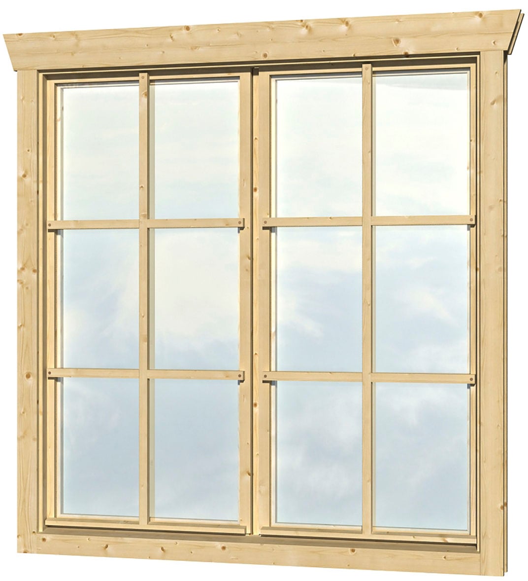 Fenster SKANHOLZ "2-flügelig", beige (natur), B:125cm H:130cm, Glas, Holzwerkstoff, Fenster, für 28 mm Gartenhäuser, 2x57,5x123,5 cm
