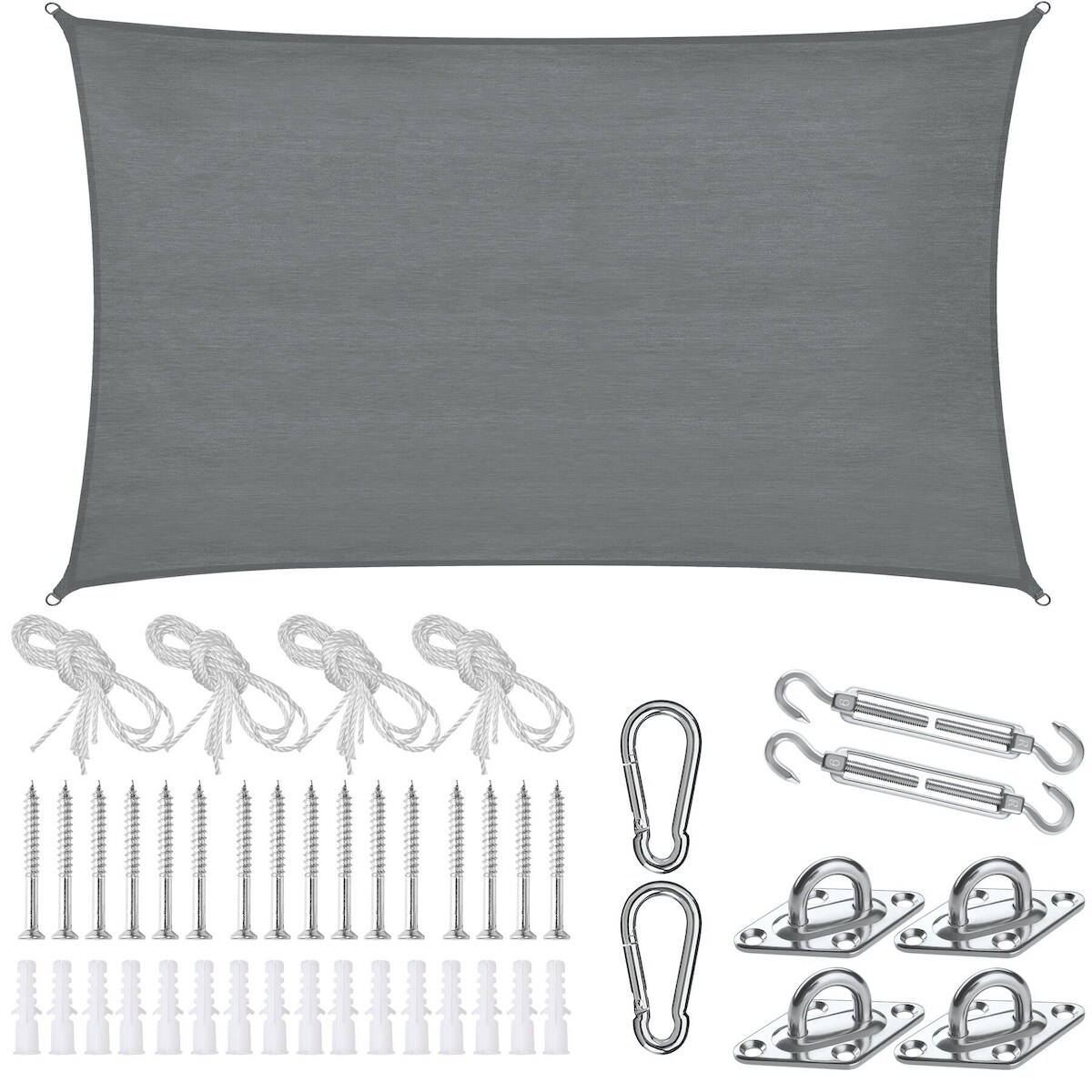 TecTake GmbH tectake Sonnensegel Sunny, wetterfestes HDPE-Material mit UV-Schutz - 5 x 7 m grau Image