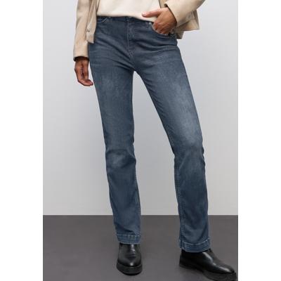 Slim-fit-Jeans STREET ONE "QR Style Bootcut", Damen, Gr. 32, Länge 30, blau schwarz random washed, Denim/Jeans, Obermaterial: 89% Baumwolle, 8% Polyester, 3% Elasthan, unifarben, casual, slim fit lang, Jeans, im 5-Pocket-Style und mit Stretch Image