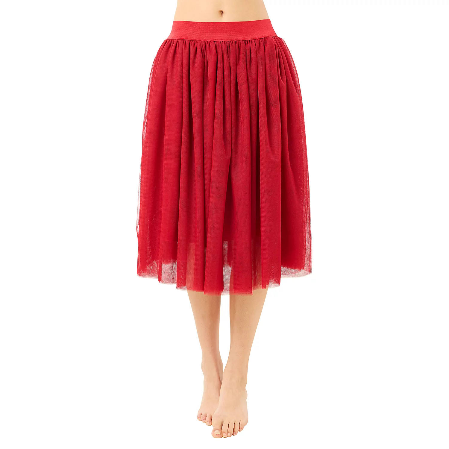 Jupe en tulle, mi-longue, rouge foncé