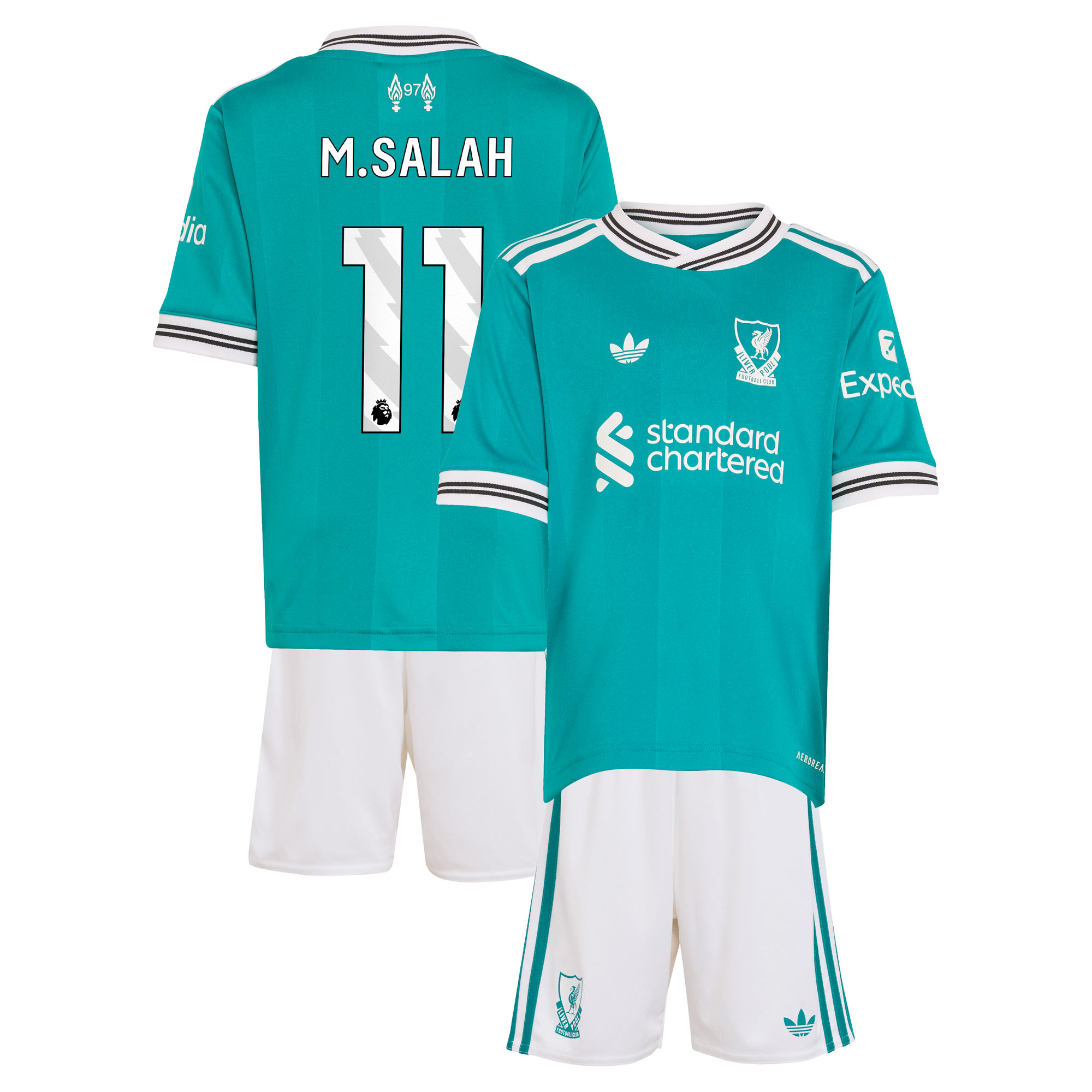 Liverpool adidas Ausweich-minikit 2025-26 mit Aufdruck M.Salah 11 Image