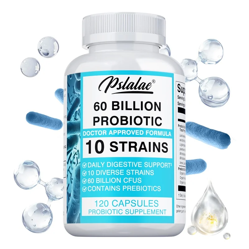 Probiotics 60 Billion Capsules - 10 Strains + Organic Prebiotics To Promote Gut Health and Digestive Health，Relieve Constipation