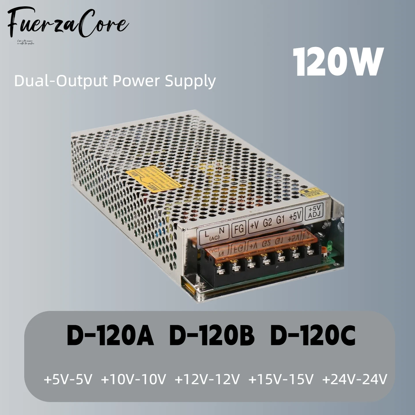 120W Dual Output Power Supply 100-240VAC DC 120A 120B 120C 10V 12V 15V 24VDC SMPS for Motors Batteries Industrial Machine Tools