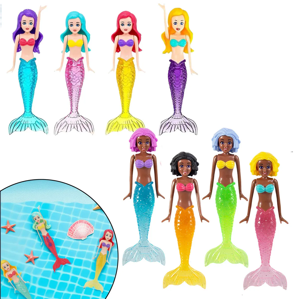 Nuovi giocattoli da immersione a sirena 2/3/4 pezzi giocattolo da bagno colorato gioca nella piscina d'acqua giocattoli galleggianti 2 modalità di aumento giochi per i più piccoli regalo dei bambini