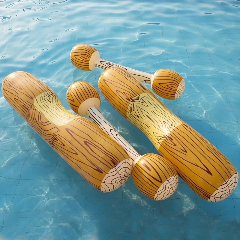 Wood Grain Inflatable Buoy Kit, Durable PVC, Fun Water Sports Games, Perfect for Summer Beach and Swimming Pool Parties, Yellow