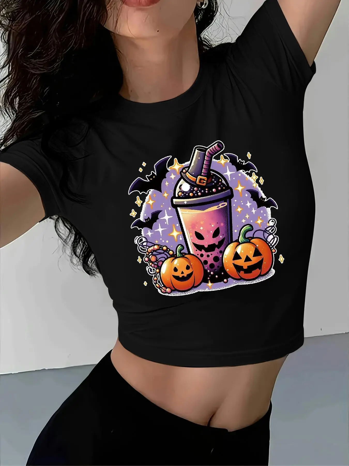 2025 New Pumpkin Bat Print Women