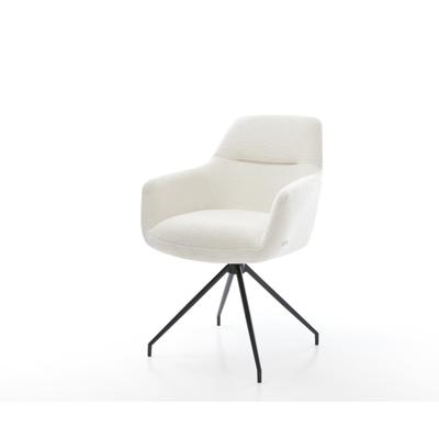 DELIFE Esszimmerstuhl Pejo-Flex Bouclé Soft Beige Kreuzgestell konisch Schwarz Taschenfederkern, Esszimmerstühle Image