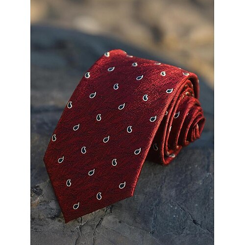 Herren Seidenkrawatte klassisch gestreift und Paisley, formelles Business-Hochzeitsparty-Accessoire, elegantes Weihnachtsgeschenk für ihn Image