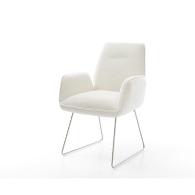 DELIFE Esszimmerstuhl Zoa-Flex Bouclé Soft Beige Kufengestell Edelstahl Taschenfederkern, Esszimmerstühle Image
